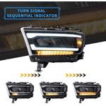 VLAND Full LED Amber Reflector Headlights Compatible For Dodge Ram 1500 2019-2021(NOT FOR 1500 Class