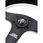 Mugen,Racing,III,Steering,Wheel,350mm,Black,Suede,Red,Stitch