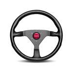 MOMO Monte Carlo 350mm Black Leather Red Horn Steering Wheel