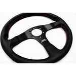 Mugen,Racing,Steering,Wheel,Black,Leather,Red,Stitch