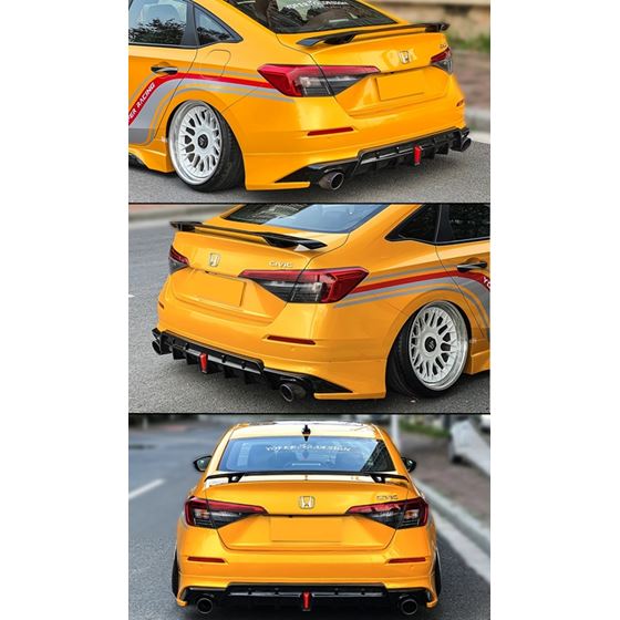 22022-2025 Honda Civic 4dr Sedan Yofer V2 Gloss Black Trunk Lid Spoiler Wing