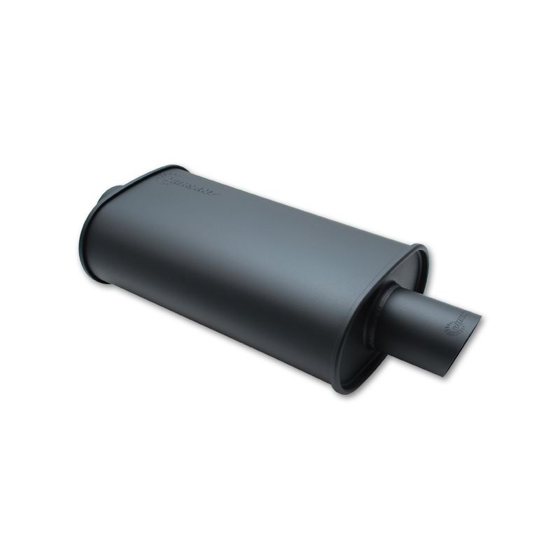 STREETPOWER FLAT BLACK Oval Muffler; Inlet I.D. 3.