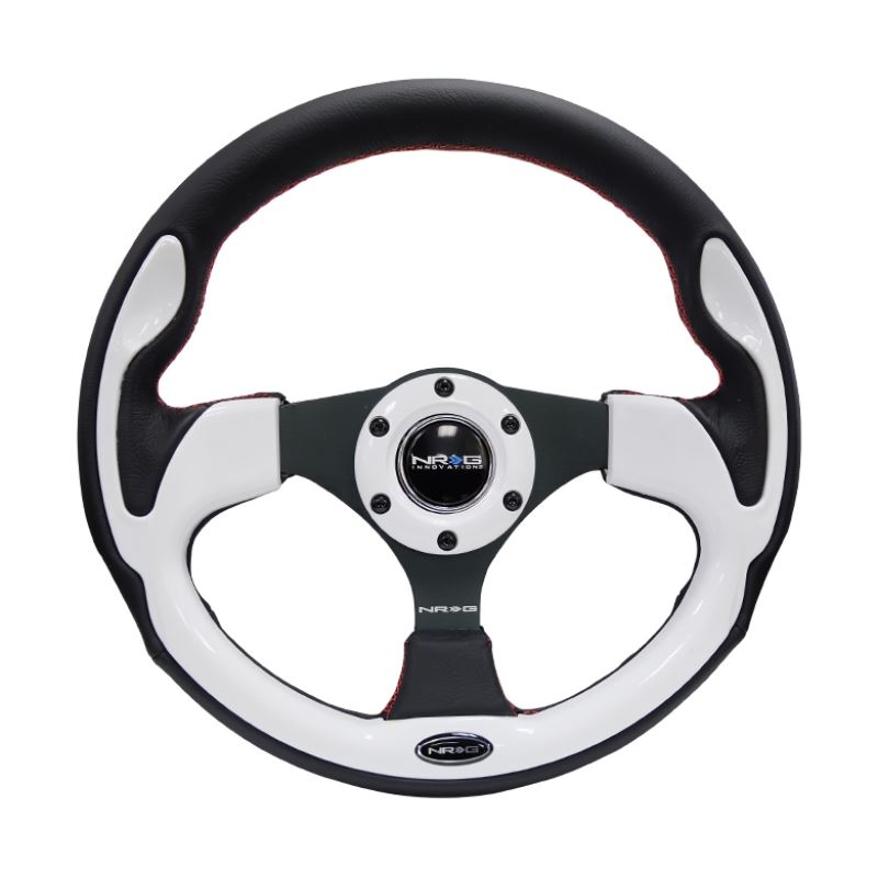 NRG Reinforced Steering Wheel (320mm) Blk w/White 