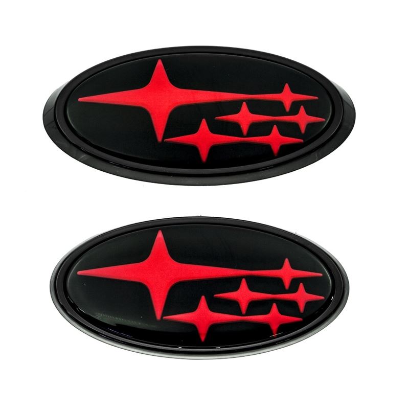 Front  Rear Gloss Black Emblem Kit Red Stars 2011-