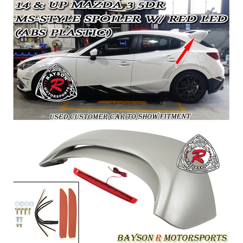 Bayson R MS Style Spoiler w/ Red Lens LED 3rd Brak