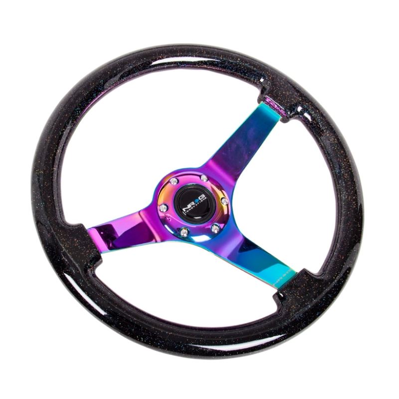 Nrg Reinforced Steering Wheel 350mm 3in Deep Classic Blk Sparkle W