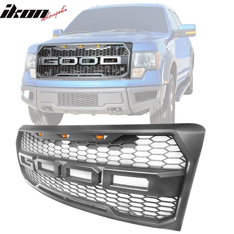 09-14 Ford F-150 R Style Matte Black ABS Front Bumper Hood Grille Mesh ...