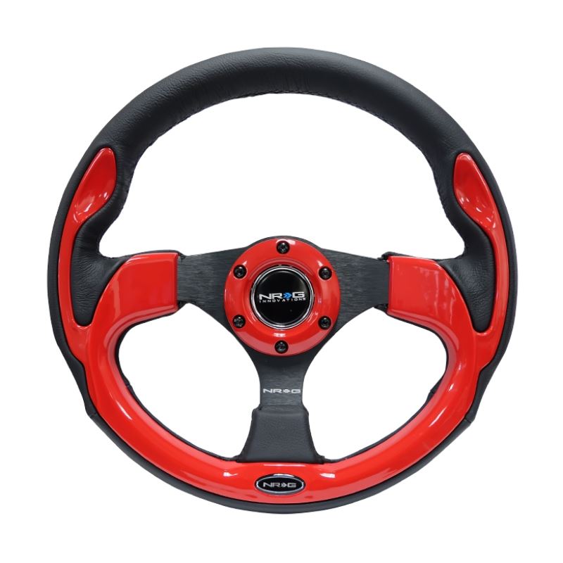 NRG Reinforced Steering Wheel (320mm) Blk w/Red Tr