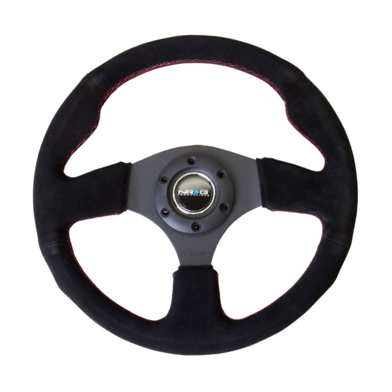 NRG Reinforced Steering Wheel (320mm) Suede w/Red 