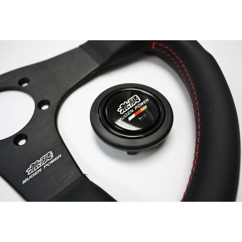 Mugen Racing Steering Wheel Black Leather/Red Stit